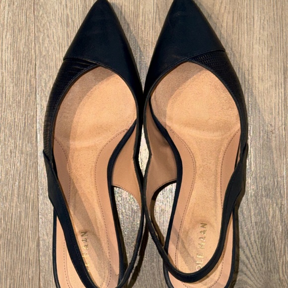 Cole Haan Navy Pointed Toe Slingback Pumps - Picture 8 of 8